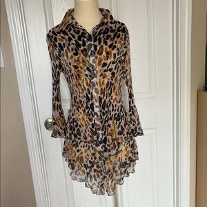 Lindi Leopard Print Sheer Blouse
